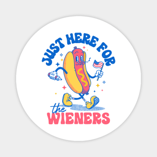 Hot Dog I'm Just Here For The Wieners Funny Fourth of July Magnet